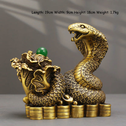 Mythstone Year Of The Snake Copper Coins Ingots Cabbage Brass Statue Home Decoration