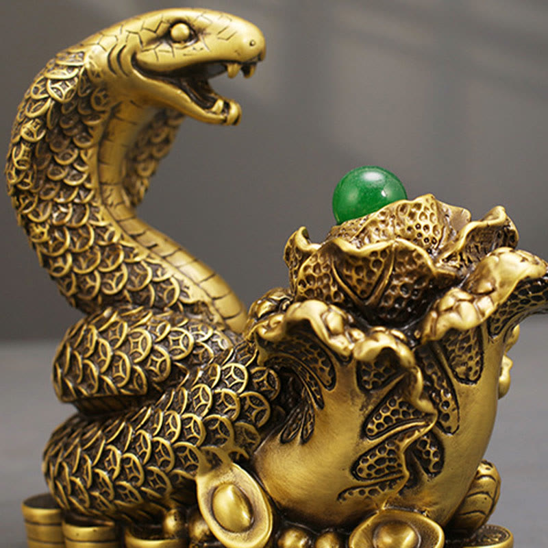 Mythstone Year Of The Snake Copper Coins Ingots Cabbage Brass Statue Home Decoration