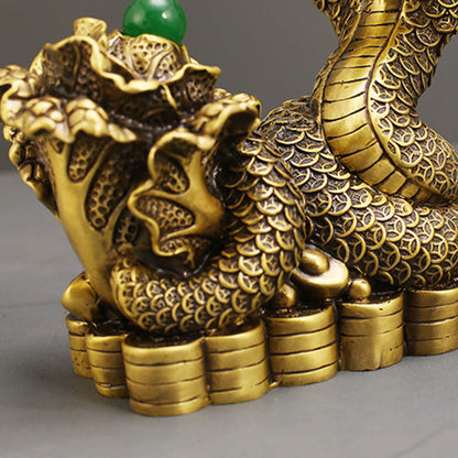 Mythstone Year Of The Snake Copper Coins Ingots Cabbage Brass Statue Home Decoration