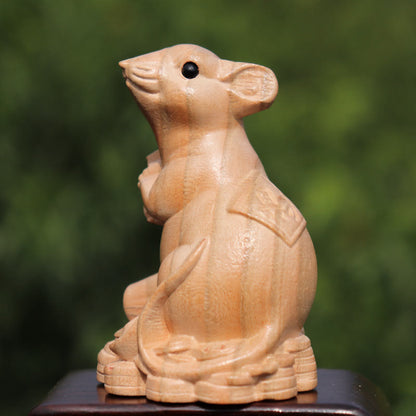 Mythstone Year Of The Snake Chinese Zodiac Fu Character Peach Wood Home Statue Decoration