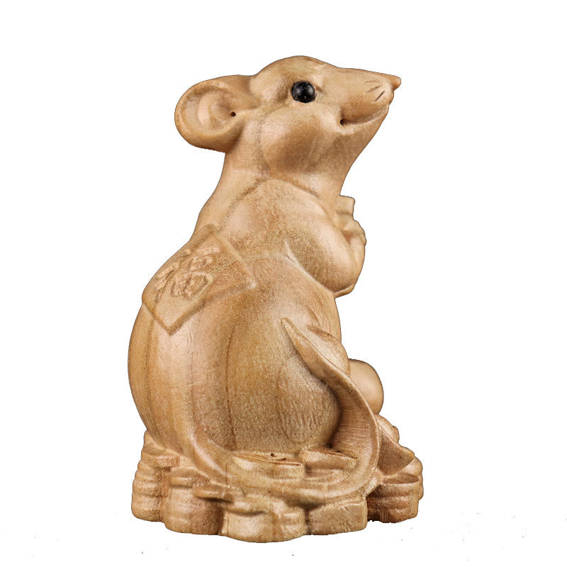 Mythstone Year Of The Snake Chinese Zodiac Fu Character Peach Wood Home Statue Decoration