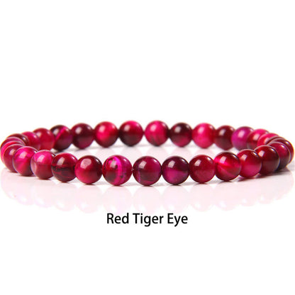 Mythstones 6mm Various Stone Crystal Black Glitter Stone Red Tiger Eye Beads Protection Bracelet