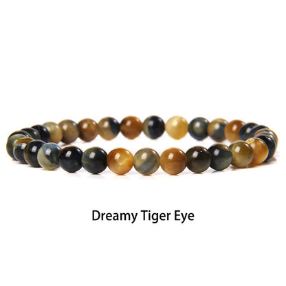 Mythstones 6mm Various Stone Crystal Black Glitter Stone Red Tiger Eye Beads Protection Bracelet