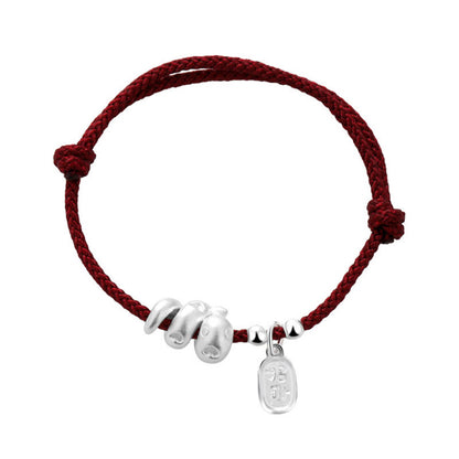 Mythstone Handmade 999 Sterling Silver Year Of The Snake Lucky Fortune Red String Happiness Braided Bracelet