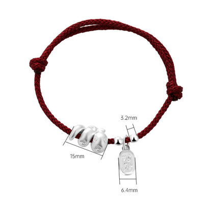 Mythstone Handmade 999 Sterling Silver Year Of The Snake Lucky Fortune Red String Happiness Braided Bracelet