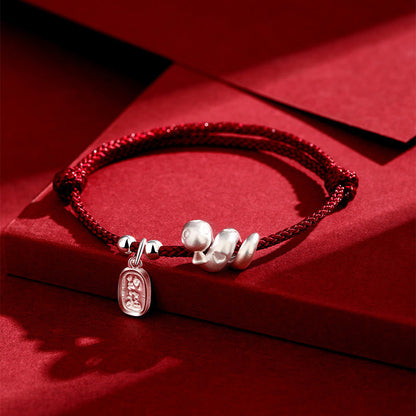 Mythstone Handmade 999 Sterling Silver Year Of The Snake Lucky Fortune Red String Happiness Braided Bracelet