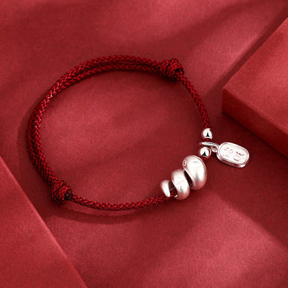 Mythstone Handmade 999 Sterling Silver Year Of The Snake Lucky Fortune Red String Happiness Braided Bracelet