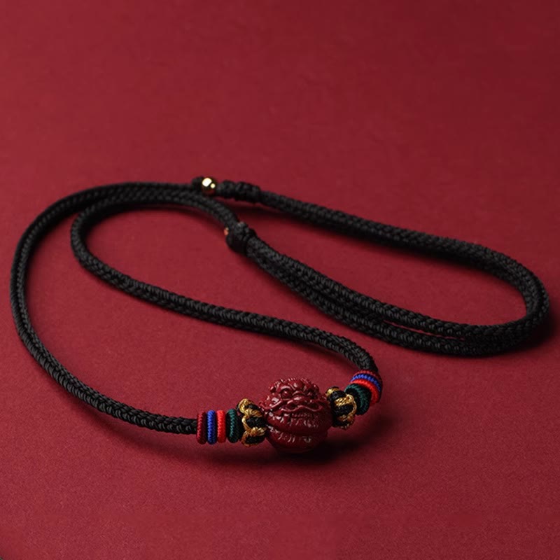 Mythstone Cinnabar Chinese Zodiac Black String Blessing Necklace Pendants