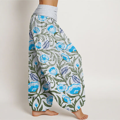 Mythstone Casual Tulips Flower Vines Design Women's Elastic Waist Harem Pants