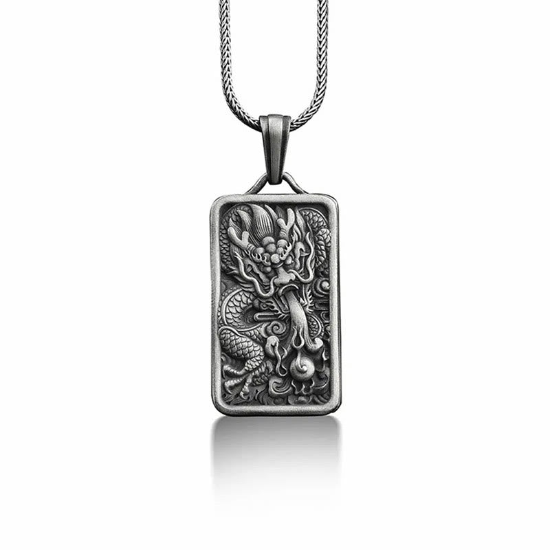 Mythstone Pure Tin Dragon Success Protection Necklace Pendant