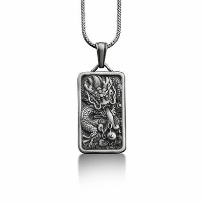 Mythstone Pure Tin Dragon Success Protection Necklace Pendant