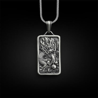 Mythstone Pure Tin Dragon Success Protection Necklace Pendant