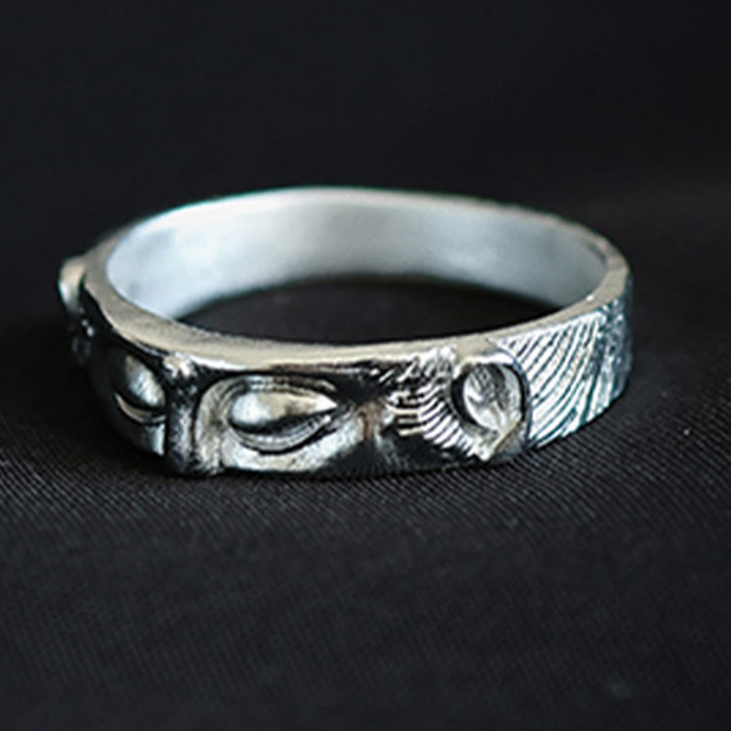 Mythstone 999 Sterling Silver Buddha Eyes Protection Ring