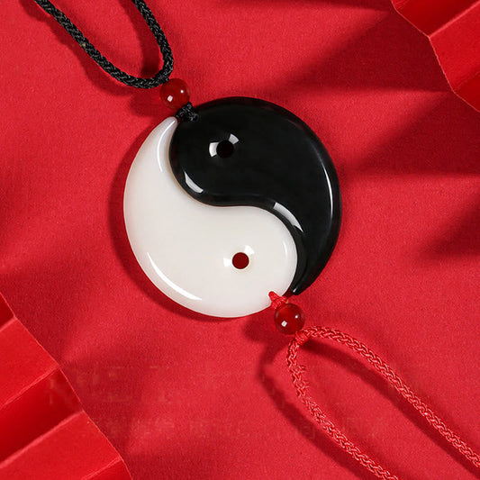 Mythstone Yin Yang Tai Chi Diagram Hetian Jade Luck Necklace Pendant