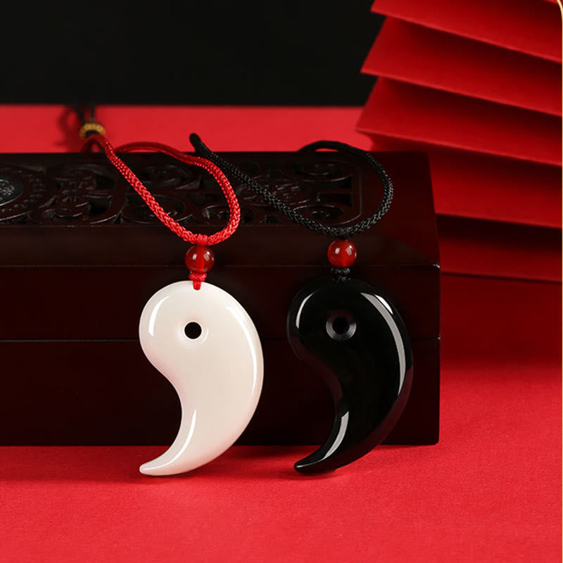 Mythstone Yin Yang Tai Chi Diagram Hetian Jade Luck Necklace Pendant