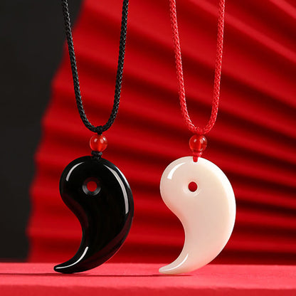 Mythstone Yin Yang Tai Chi Diagram Hetian Jade Luck Necklace Pendant