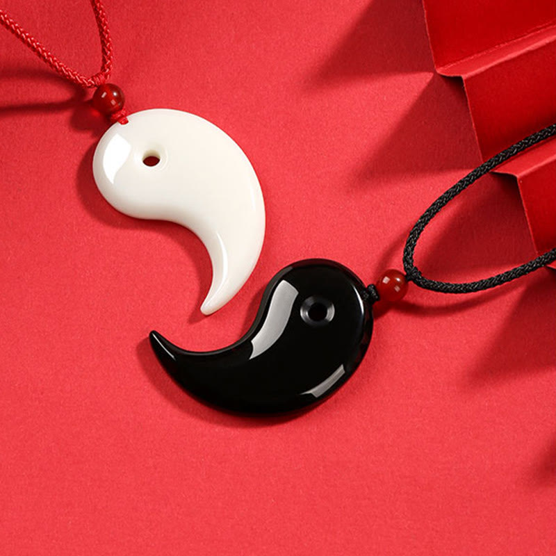 Mythstone Yin Yang Tai Chi Diagram Hetian Jade Luck Necklace Pendant