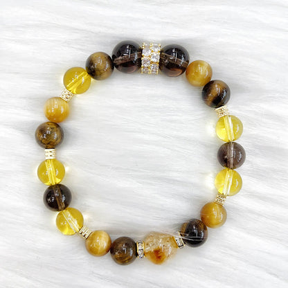 Mythstone Citrine Topaz Smoky Quartz Tiger Eye Happiness Bracelet