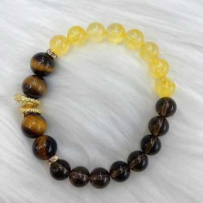 Mythstone Citrine Smoky Quartz Tiger Eye Year of the Snake Prosperity Bracelet