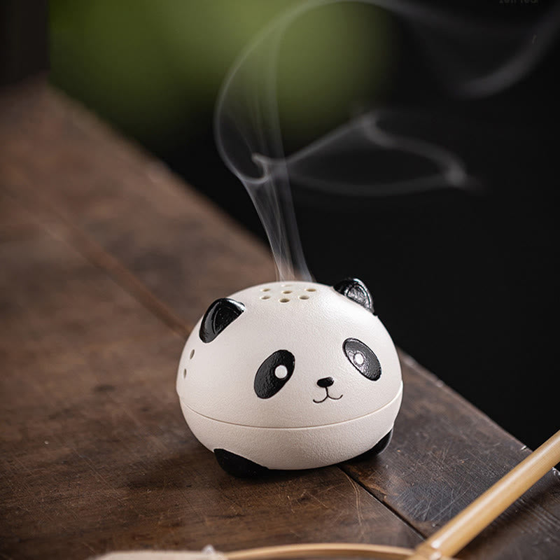 Mythstone Cute Panda Healing Ceramic Incense Burner Desk Decoration