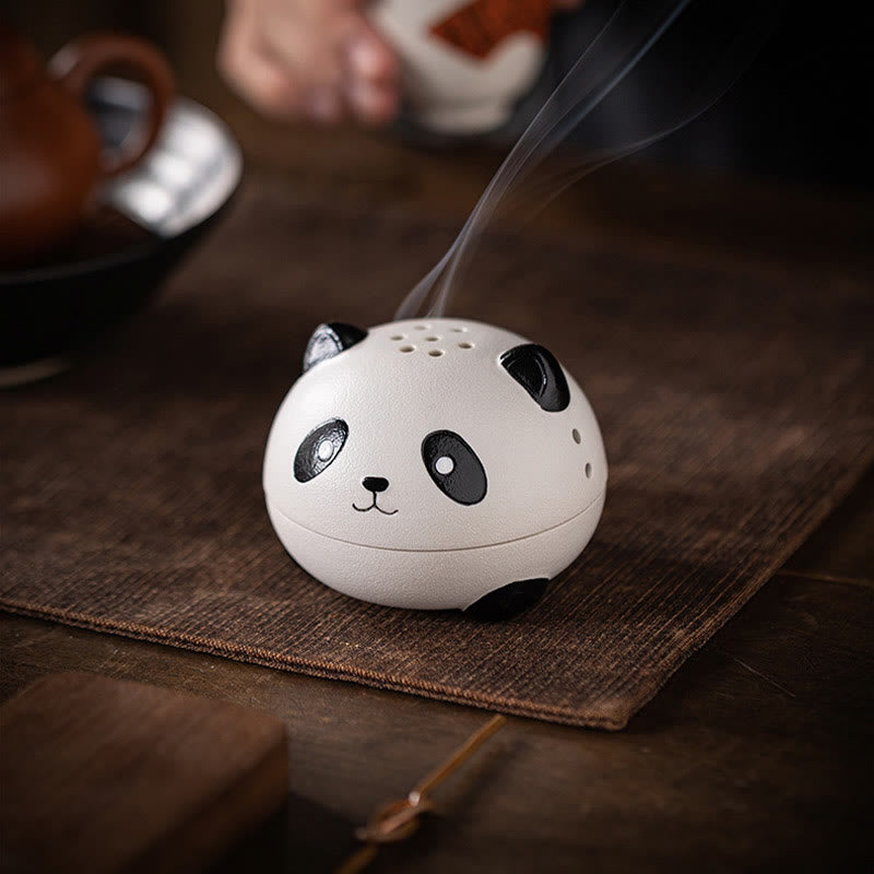 Mythstone Cute Panda Healing Ceramic Incense Burner Desk Decoration