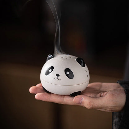 Mythstone Cute Panda Healing Ceramic Incense Burner Desk Decoration