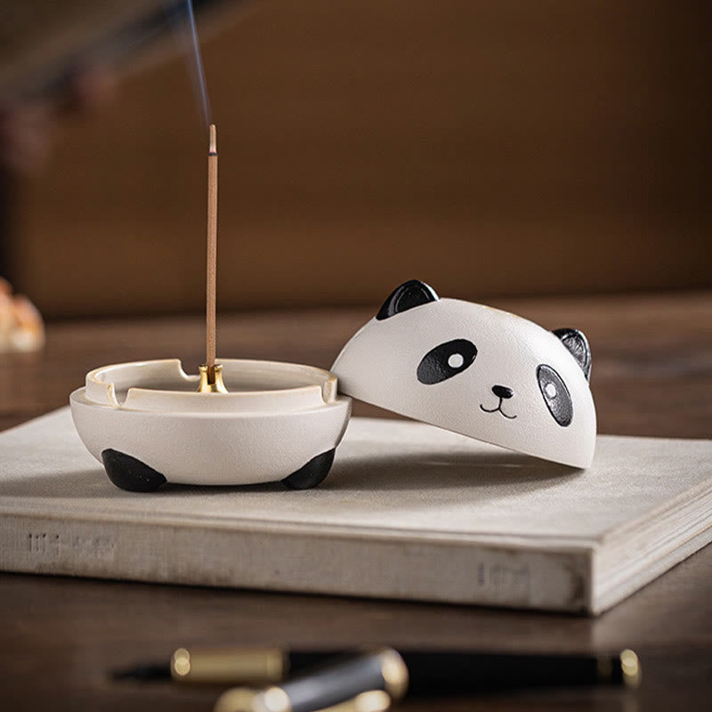 Mythstone Cute Panda Healing Ceramic Incense Burner Desk Decoration