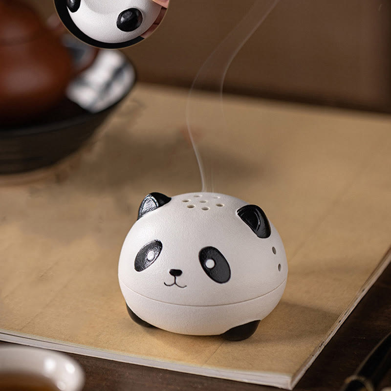 Mythstone Cute Panda Healing Ceramic Incense Burner Desk Decoration