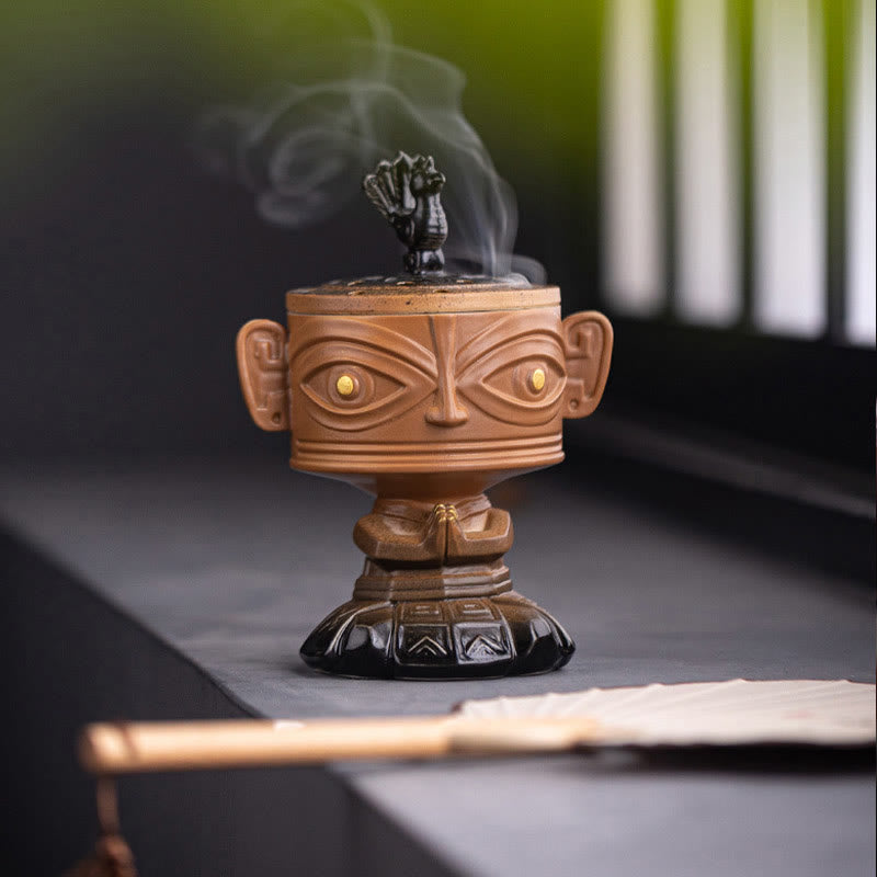 Mythstone Sanxingdui Healing Ceramic Incense Burner Desk Decoration