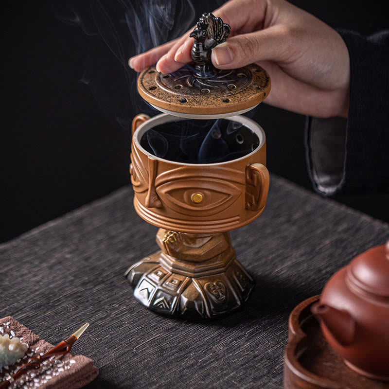 Mythstone Sanxingdui Healing Ceramic Incense Burner Desk Decoration