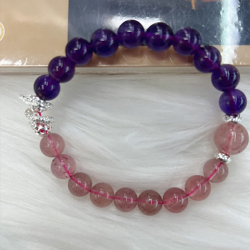 Mythstone Amethyst Strawberry Quartz Year of the Snake Inner Peace Bracelet