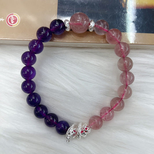 Mythstone Amethyst Strawberry Quartz Year of the Snake Inner Peace Bracelet