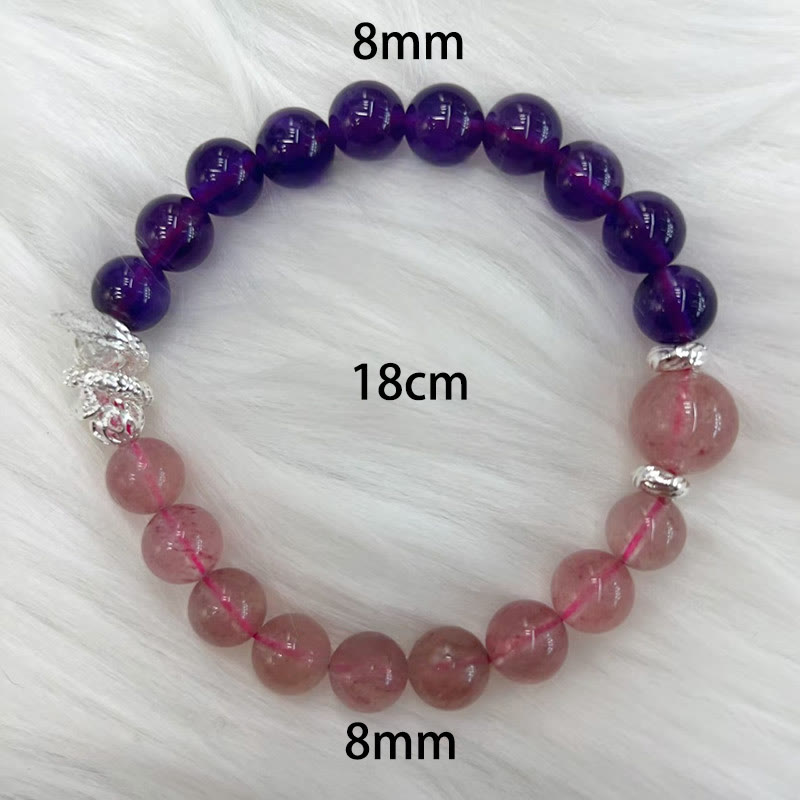 Mythstone Amethyst Strawberry Quartz Year of the Snake Inner Peace Bracelet