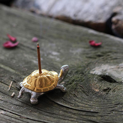 Mythstone Alloy Turtle Snail Healing Incense Burner Desk Decoration