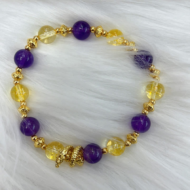 Mythstone Citrine Amethyst Year of the Snake Happiness Bracelet