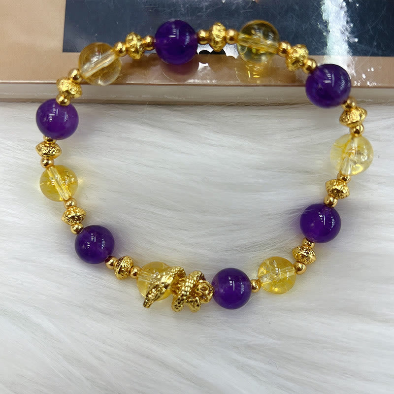 Mythstone Citrine Amethyst Year of the Snake Happiness Bracelet