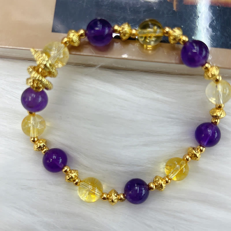 Mythstone Citrine Amethyst Year of the Snake Happiness Bracelet