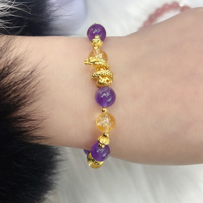 Mythstone Citrine Amethyst Year of the Snake Happiness Bracelet