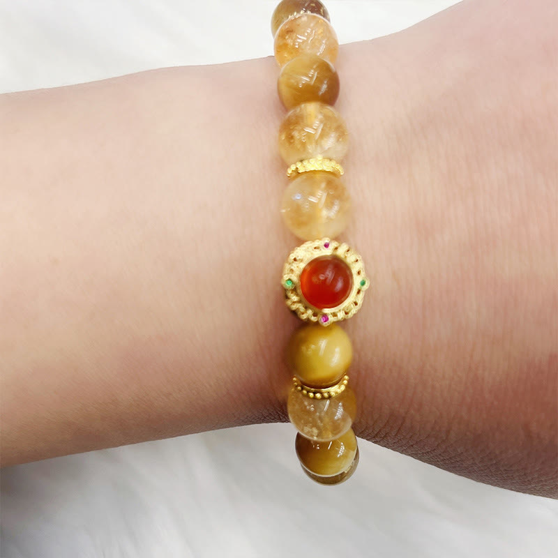 Mythstone Citrine Tiger Eye Red Agate Generosity Bracelet