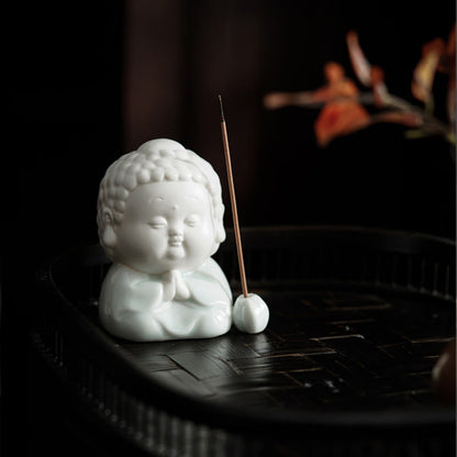 Mythstone Buddha Sitting Standing Reclining Ceramic Healing Incense Burner Desk Decoration