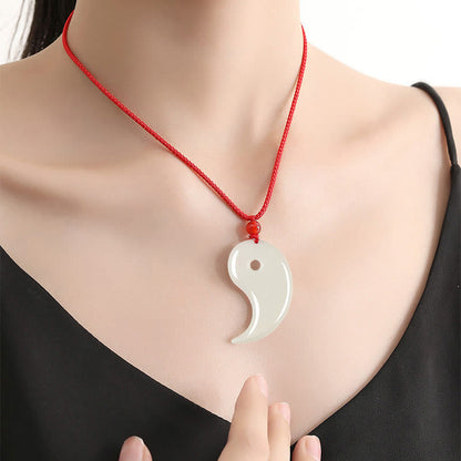 Mythstone Yin Yang Tai Chi Diagram Hetian Jade Luck Necklace Pendant