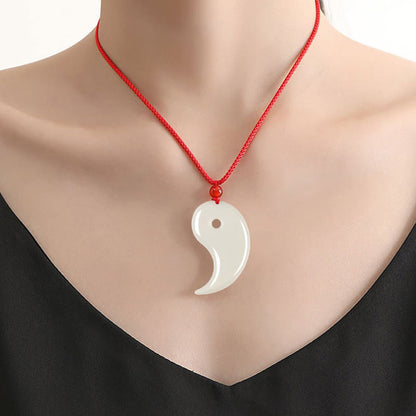 Mythstone Yin Yang Tai Chi Diagram Hetian Jade Luck Necklace Pendant