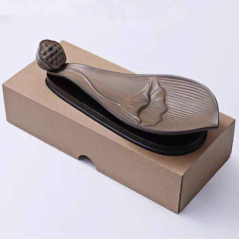 Mythstone Lotus Pod Zen Healing Brown Ceramic Stick Incense Burner Decoration