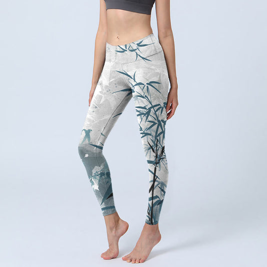 Mythstone Bamboo Print Gym Leggings Women's Yoga Pants