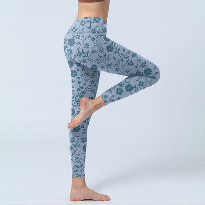 Mythstone Lush Flowers Plants Print Gym Leggings Women's Yoga Pants