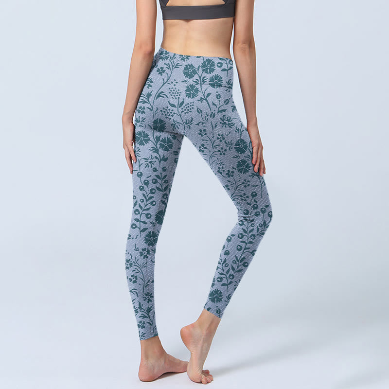 Mythstone Lush Flowers Plants Print Gym Leggings Women's Yoga Pants