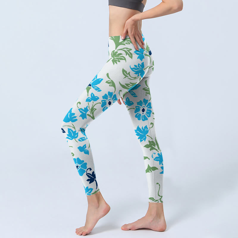 Mythstone Blossom Leaves Print Gym Leggings Women's Yoga Pants