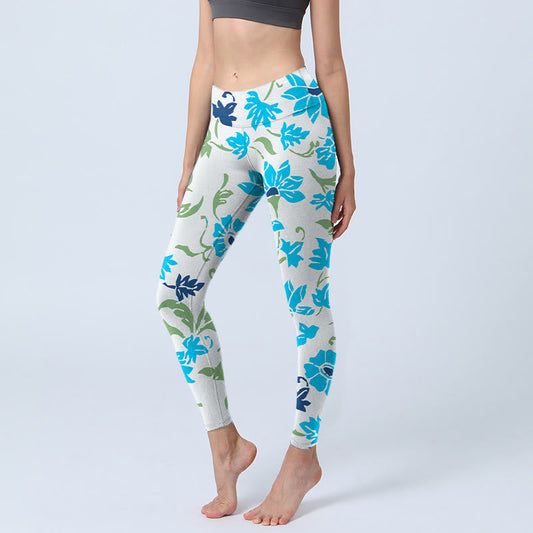 Mythstone Blossom Leaves Print Gym Leggings Women's Yoga Pants