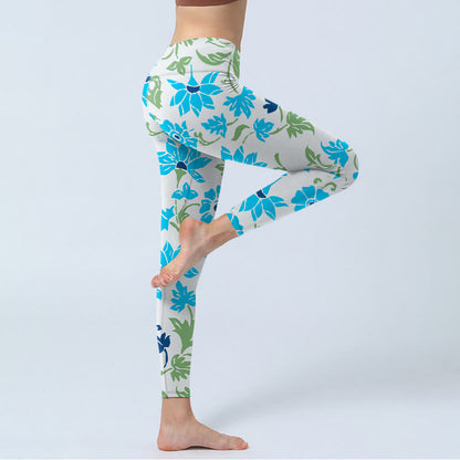 Mythstone Blossom Leaves Print Gym Leggings Women's Yoga Pants