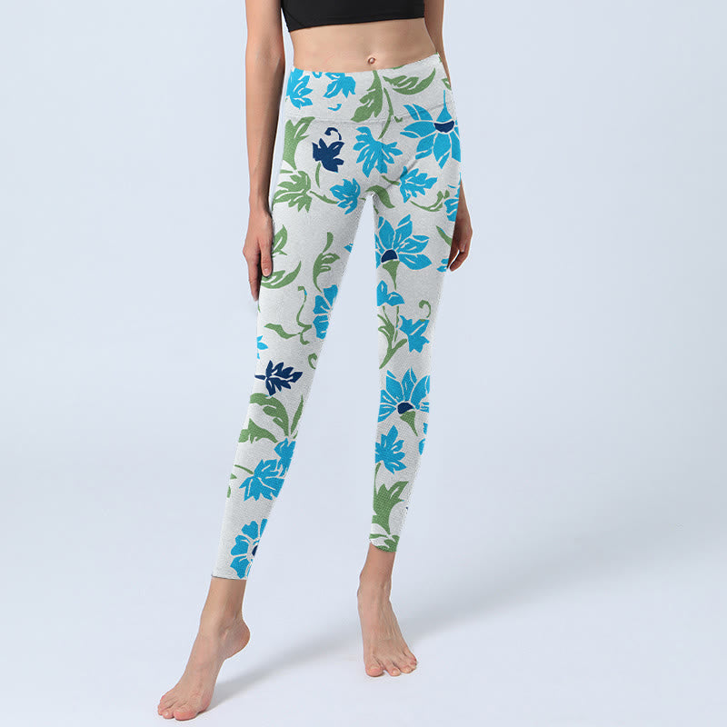 Mythstone Blossom Leaves Print Gym Leggings Women's Yoga Pants